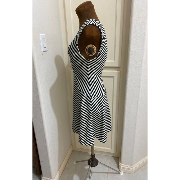 Free People Black White Stripe Fit and Flare Dress Size Small - Picture 3 of 7